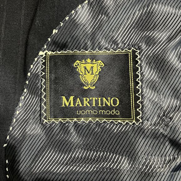 Martino Uomo Moda 2pc Suit Men’s Subtle Black Pinstripe 40R W32xL31 - Picture 8 of 16
